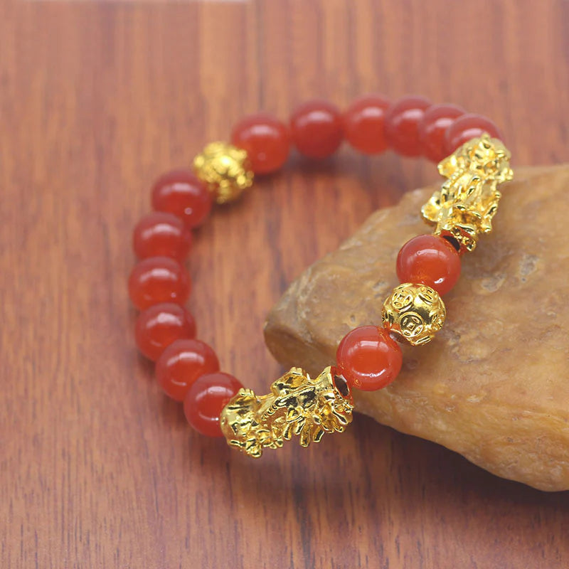 Feng Shui Pixiu Obsidian Stone Beads Bracelet Custom Charm Pi Xiu Bracelet