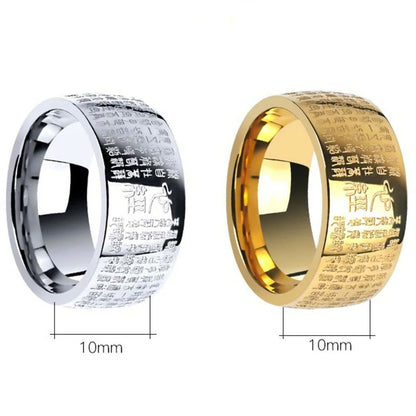 Vintage Buddhism Ancient Sutra Engraved Men Gold Silver Antique Ring